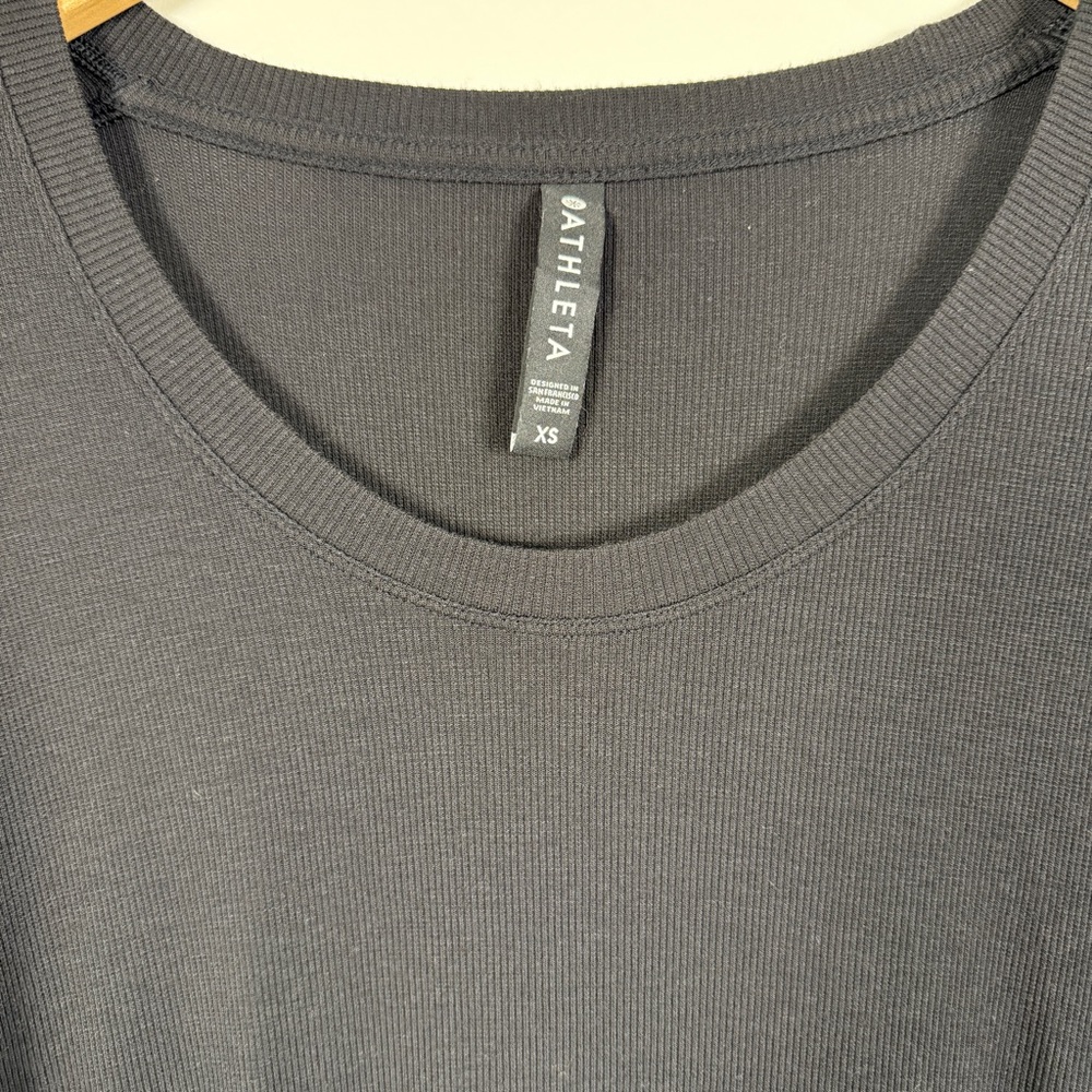 Athleta Cloudlight Stratus Long Sleeve Tee Black Modal Ribbed XS - Picture 4 of 8